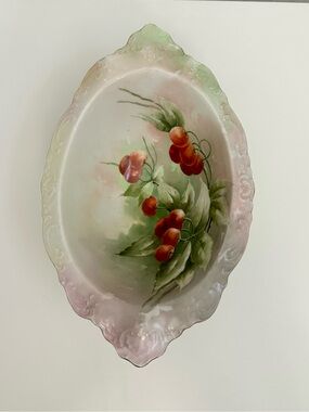 Vintage Wallendar Austria Serving Bowl w/ Cherry Tree Pattern/1884-1909